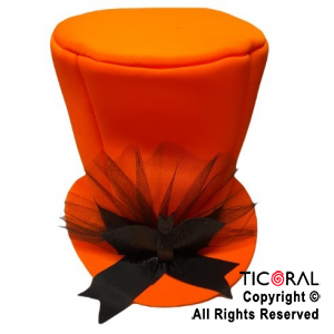 SOMBRERO GALERA BRUJA HALLOWEEN NARANJA CON APLIQUE NEGRO x 1